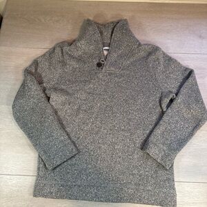 Old Navy Boys Size L 10-12 Sweater Gray Marl Shawl Neck Fleece Pullover Warm H70